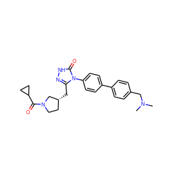 CN(C)Cc1ccc(-c2ccc(-n3c(C[C@@H]4CCN(C(=O)C5CC5)C4)n[nH]c3=O)cc2)cc1 ZINC000169704597