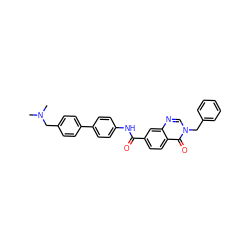 CN(C)Cc1ccc(-c2ccc(NC(=O)c3ccc4c(=O)n(Cc5ccccc5)cnc4c3)cc2)cc1 ZINC000045202394