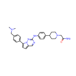 CN(C)Cc1ccc(-c2ccc3cnc(Nc4ccc(C5CCN(CC(N)=O)CC5)cc4)nn23)cc1 ZINC000082158112