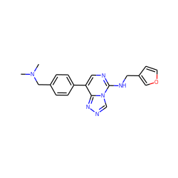 CN(C)Cc1ccc(-c2cnc(NCc3ccoc3)n3cnnc23)cc1 ZINC001772635719