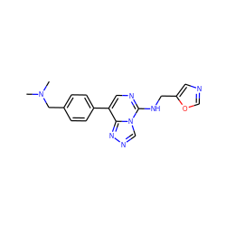 CN(C)Cc1ccc(-c2cnc(NCc3cnco3)n3cnnc23)cc1 ZINC001772648779