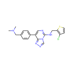 CN(C)Cc1ccc(-c2cnc(NCc3sccc3Cl)n3cnnc23)cc1 ZINC001772598476