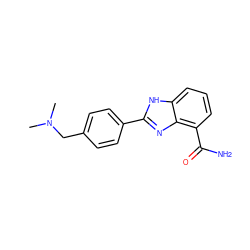 CN(C)Cc1ccc(-c2nc3c(C(N)=O)cccc3[nH]2)cc1 ZINC000000026223