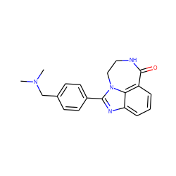 CN(C)Cc1ccc(-c2nc3cccc4c3n2CCNC4=O)cc1 ZINC000003819893