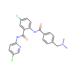 CN(C)Cc1ccc(C(=O)Nc2ccc(Cl)cc2C(=O)Nc2ccc(Cl)cn2)cc1 ZINC000028098610