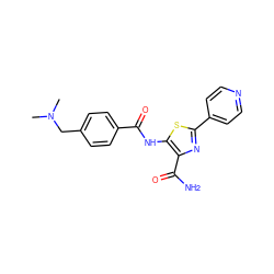 CN(C)Cc1ccc(C(=O)Nc2sc(-c3ccncc3)nc2C(N)=O)cc1 ZINC000149990434