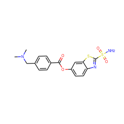 CN(C)Cc1ccc(C(=O)Oc2ccc3nc(S(N)(=O)=O)sc3c2)cc1 ZINC000026496788