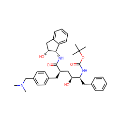 CN(C)Cc1ccc(C[C@H](C[C@H](O)[C@H](Cc2ccccc2)NC(=O)OC(C)(C)C)C(=O)N[C@H]2c3ccccc3C[C@H]2O)cc1 ZINC000029413262