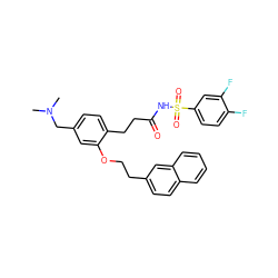 CN(C)Cc1ccc(CCC(=O)NS(=O)(=O)c2ccc(F)c(F)c2)c(OCCc2ccc3ccccc3c2)c1 ZINC000049780758