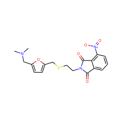 CN(C)Cc1ccc(CSCCN2C(=O)c3cccc([N+](=O)[O-])c3C2=O)o1 ZINC001772576436