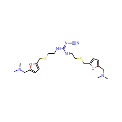 CN(C)Cc1ccc(CSCCNC(=NC#N)NCCSCc2ccc(CN(C)C)o2)o1 ZINC000013452527