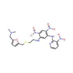 CN(C)Cc1ccc(CSCCNc2cc(Nc3ncccc3[N+](=O)[O-])c([N+](=O)[O-])cc2[N+](=O)[O-])o1 ZINC000036286852