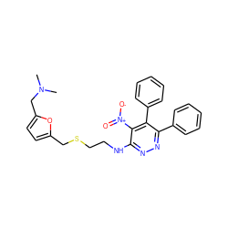 CN(C)Cc1ccc(CSCCNc2nnc(-c3ccccc3)c(-c3ccccc3)c2[N+](=O)[O-])o1 ZINC001772593233