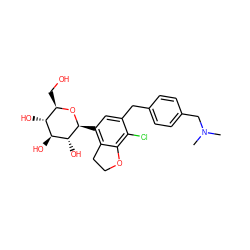 CN(C)Cc1ccc(Cc2cc([C@@H]3O[C@H](CO)[C@@H](O)[C@H](O)[C@H]3O)c3c(c2Cl)OCC3)cc1 ZINC000142285340