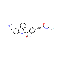 CN(C)Cc1ccc(N/C(=C2\C(=O)Nc3cc(C#CC(=O)NCC(F)F)ccc32)c2ccccc2)cc1 ZINC000169711890