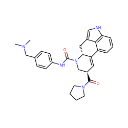 CN(C)Cc1ccc(NC(=O)N2C[C@H](C(=O)N3CCCC3)C=C3c4cccc5[nH]cc(c45)C[C@H]32)cc1 ZINC000072178405