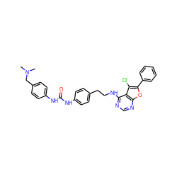 CN(C)Cc1ccc(NC(=O)Nc2ccc(CCNc3ncnc4oc(-c5ccccc5)c(Cl)c34)cc2)cc1 ZINC000114524978