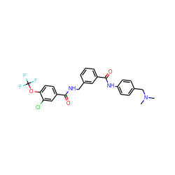CN(C)Cc1ccc(NC(=O)c2cccc(CNC(=O)c3ccc(OC(F)(F)F)c(Cl)c3)c2)cc1 ZINC000045372728