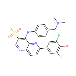 CN(C)Cc1ccc(Nc2c(S(C)(=O)=O)cnc3ccc(-c4cc(F)c(O)c(Cl)c4)nc23)cc1 ZINC000473213530