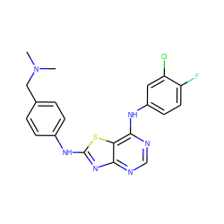 CN(C)Cc1ccc(Nc2nc3ncnc(Nc4ccc(F)c(Cl)c4)c3s2)cc1 ZINC000034874838