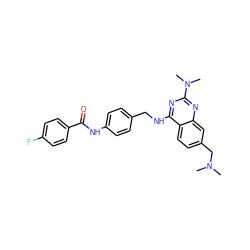 CN(C)Cc1ccc2c(NCc3ccc(NC(=O)c4ccc(F)cc4)cc3)nc(N(C)C)nc2c1 ZINC000045259995