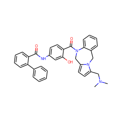 CN(C)Cc1ccc2n1Cc1ccccc1N(C(=O)c1ccc(NC(=O)c3ccccc3-c3ccccc3)cc1O)C2 ZINC000027873449