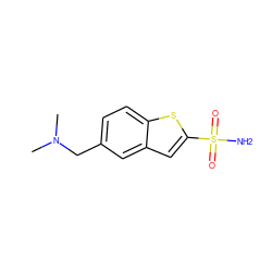 CN(C)Cc1ccc2sc(S(N)(=O)=O)cc2c1 ZINC000026574853