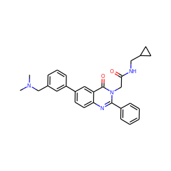 CN(C)Cc1cccc(-c2ccc3nc(-c4ccccc4)n(CC(=O)NCC4CC4)c(=O)c3c2)c1 ZINC000071341095