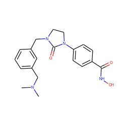 CN(C)Cc1cccc(CN2CCN(c3ccc(C(=O)NO)cc3)C2=O)c1 ZINC000205705858