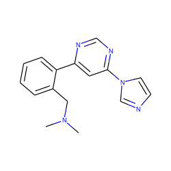 CN(C)Cc1ccccc1-c1cc(-n2ccnc2)ncn1 ZINC000004239476