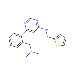 CN(C)Cc1ccccc1-c1cc(NCc2cccs2)ncn1 ZINC000004266384