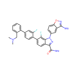 CN(C)Cc1ccccc1-c1ccc(-c2ccc3c(C(N)=O)nn(-c4ccc5onc(N)c5c4)c3c2F)c(F)c1 ZINC000028964221