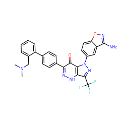 CN(C)Cc1ccccc1-c1ccc(-c2n[nH]c3c(C(F)(F)F)nn(-c4ccc5onc(N)c5c4)c3c2=O)cc1 ZINC000014951318