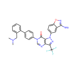 CN(C)Cc1ccccc1-c1ccc(-n2cnc3c(C(F)(F)F)nn(-c4ccc5onc(N)c5c4)c3c2=O)cc1 ZINC000001490567