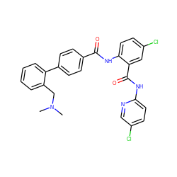 CN(C)Cc1ccccc1-c1ccc(C(=O)Nc2ccc(Cl)cc2C(=O)Nc2ccc(Cl)cn2)cc1 ZINC000064513702