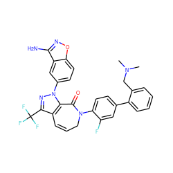 CN(C)Cc1ccccc1-c1ccc(N2CC=Cc3c(C(F)(F)F)nn(-c4ccc5onc(N)c5c4)c3C2=O)c(F)c1 ZINC000014950413