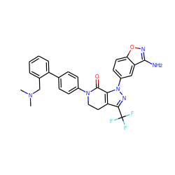 CN(C)Cc1ccccc1-c1ccc(N2CCc3c(C(F)(F)F)nn(-c4ccc5onc(N)c5c4)c3C2=O)cc1 ZINC000014950399