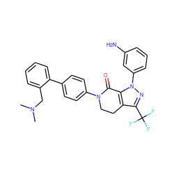 CN(C)Cc1ccccc1-c1ccc(N2CCc3c(C(F)(F)F)nn(-c4cccc(N)c4)c3C2=O)cc1 ZINC000014950577