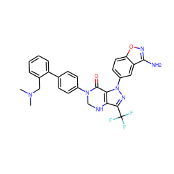 CN(C)Cc1ccccc1-c1ccc(N2CNc3c(C(F)(F)F)nn(-c4ccc5onc(N)c5c4)c3C2=O)cc1 ZINC000014950416