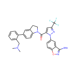 CN(C)Cc1ccccc1-c1ccc2c(c1)CCN2C(=O)c1cc(C(F)(F)F)nn1-c1ccc2onc(N)c2c1 ZINC000028959507