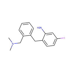 CN(C)Cc1ccccc1Cc1ccc(I)cc1N ZINC000013584120