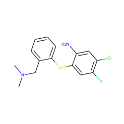 CN(C)Cc1ccccc1Sc1cc(F)c(Cl)cc1N ZINC000013491686