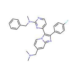 CN(C)Cc1ccn2c(-c3ccnc(N(C)Cc4ccccc4)n3)c(-c3ccc(F)cc3)nc2c1 ZINC000036161117