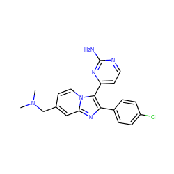 CN(C)Cc1ccn2c(-c3ccnc(N)n3)c(-c3ccc(Cl)cc3)nc2c1 ZINC000028963823