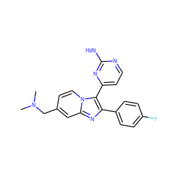 CN(C)Cc1ccn2c(-c3ccnc(N)n3)c(-c3ccc(F)cc3)nc2c1 ZINC000034282056