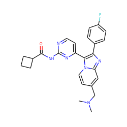 CN(C)Cc1ccn2c(-c3ccnc(NC(=O)C4CCC4)n3)c(-c3ccc(F)cc3)nc2c1 ZINC000028963737