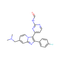 CN(C)Cc1ccn2c(-c3ccnc(NC=O)n3)c(-c3ccc(F)cc3)nc2c1 ZINC000028963773