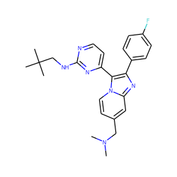 CN(C)Cc1ccn2c(-c3ccnc(NCC(C)(C)C)n3)c(-c3ccc(F)cc3)nc2c1 ZINC000036160910