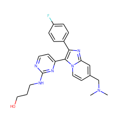 CN(C)Cc1ccn2c(-c3ccnc(NCCCO)n3)c(-c3ccc(F)cc3)nc2c1 ZINC000028963490