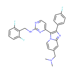 CN(C)Cc1ccn2c(-c3ccnc(NCc4c(F)cccc4F)n3)c(-c3ccc(F)cc3)nc2c1 ZINC000028963648